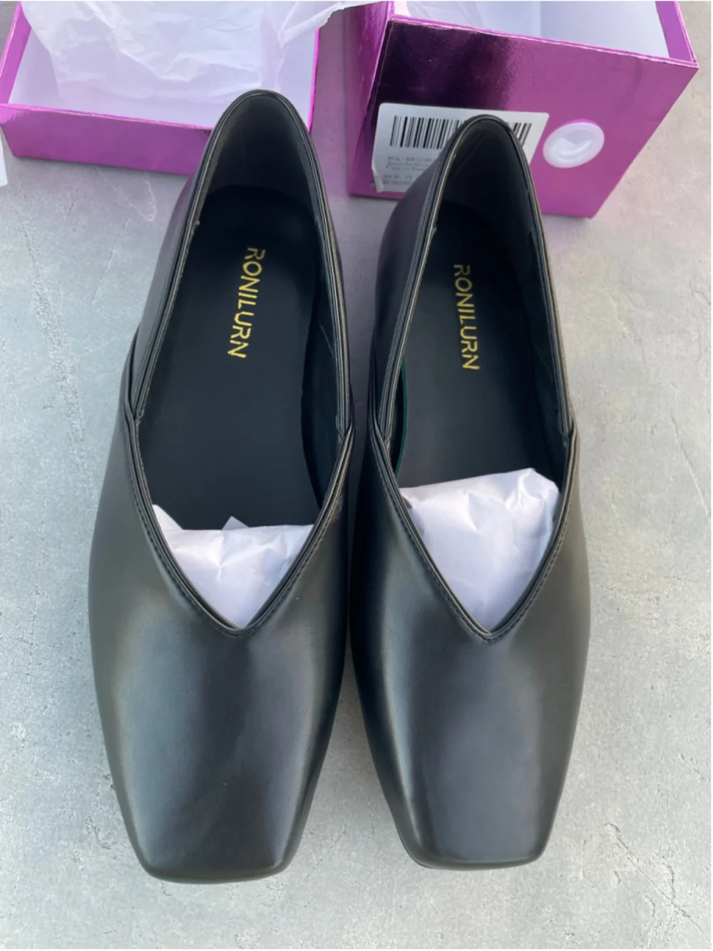 Women's RONILURN Black Square Toe Ballet Flats Size 8